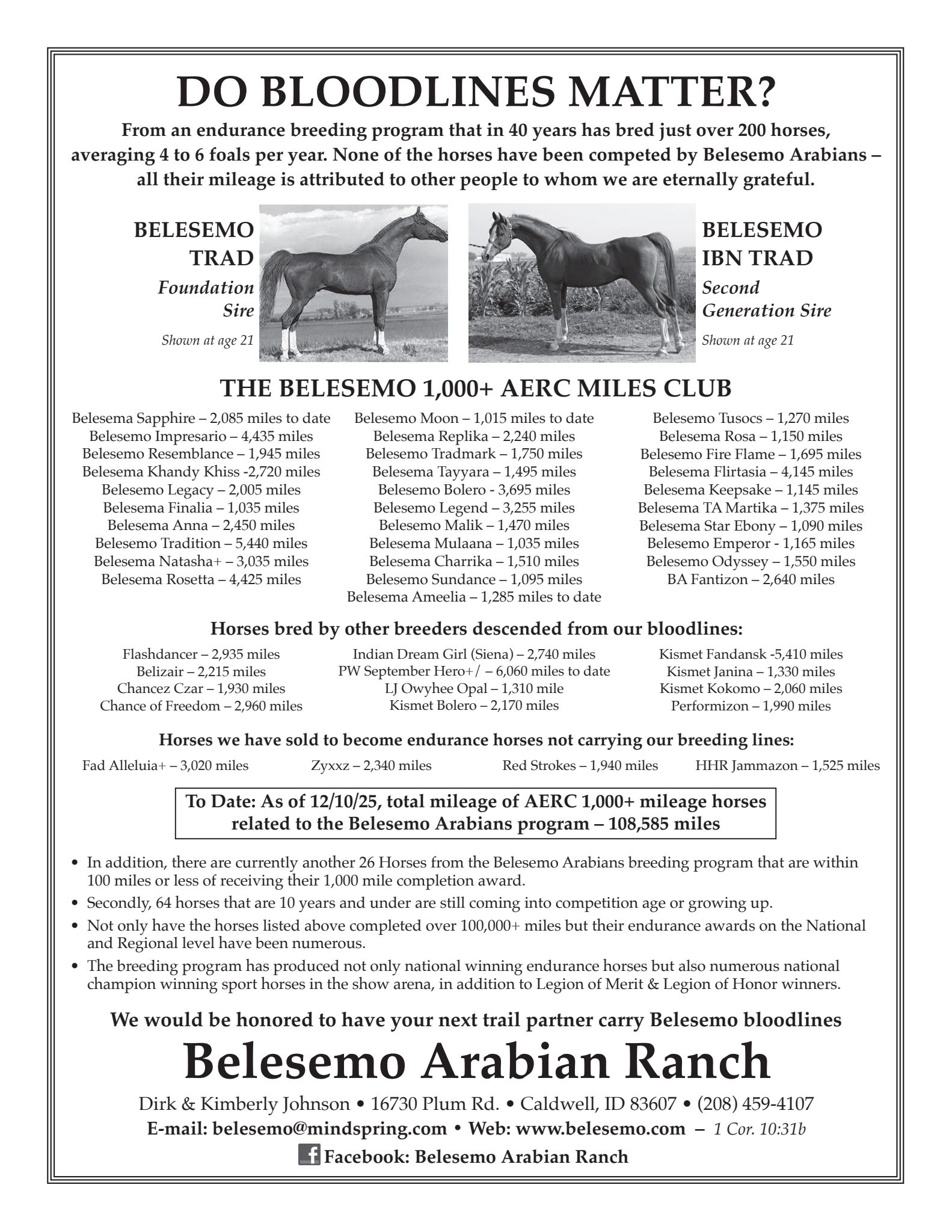 Belesemo Arabians blood lines over the years